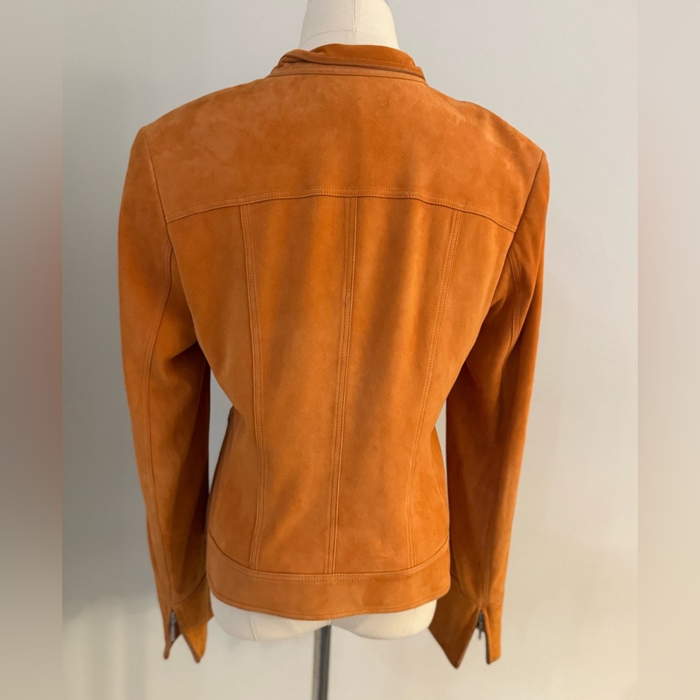 Lafayette 148 New York Orange Leather Jacket - Picture 7 of 14